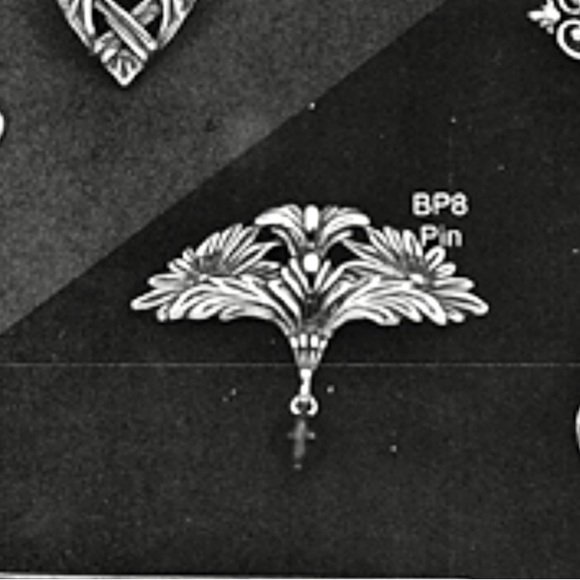 Steve Stamas .925 Silver Art Nouveau Style Floral Brooch Pin Onyx Drop Bead - Picture 9 of 9